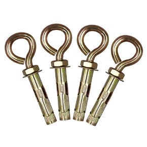 M8 Concrete Brick Wall Hooks, 7/16"x 2" Expansion Eye Bolt Screw Anchor, Heavy Duty Open Cup Hook for Cement Ceiling Hanging Outdoor (4 pcs)