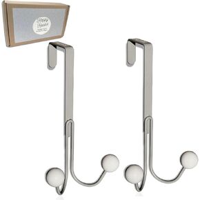 Overdoor Hanger Hook - Adorable Towel Hooks for Bathrooms Over Door, Over Door Towel Hook. Door Hanger for Kids, Pink Towel Rack, Pink Over The Door Hooks (2, Light Gray)