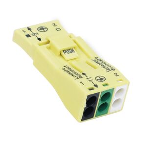 873-953 | WAGO Luminaire Disconnect Connector | 3-Pole Connector | with “Make First/Break Last" Ground Circuit | Yellow | [Bag of 500 Pieces]