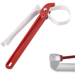 Strap Wrench Plumbing, 12 Inches Nylon Strap Wrench, Adjustable Oil Filter Strap Wrench, Double Layered Nylon Fuel Filter Wrench, Water Filter Strap Wrench Heavy, Red, 1Pack