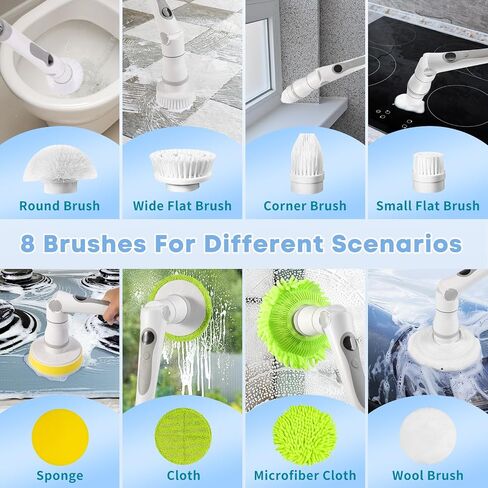 Electric Spin Scrubber with 4 Adjustable Angles,2024 Upgraded Cordless Cleaning Brush LCD Display,IPX7 Shower Scrubber with Long Handle & Brush Heads,3 Speed Power for Bathroom Floor Tile in Saudi Arabia