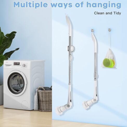 Electric Spin Scrubber with 4 Adjustable Angles,2024 Upgraded Cordless Cleaning Brush LCD Display,IPX7 Shower Scrubber with Long Handle & Brush Heads,3 Speed Power for Bathroom Floor Tile in Saudi Arabia