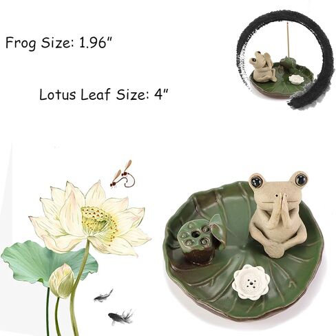 حامل البخور عصا السيراميك حامل البخور ورقة اللوتس الضفدع البخور الصواني 100٪ اليدوية in Kuwait