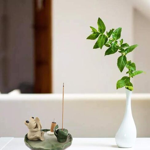 حامل البخور عصا السيراميك حامل البخور ورقة اللوتس الضفدع البخور الصواني 100٪ اليدوية in Kuwait