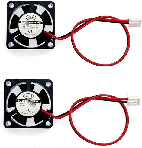 JZK 2PCS 30x30x10mm 2pin DC 12V Mini Silent Cooling Fan with Wires 3010 Small Quiet Cooling Fan 30mm 3cm Miniature brushless DC Fan 12V, 3D Printer Fan with Cable, heatsink Fan in Kuwait