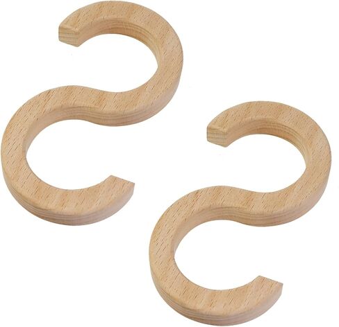 Crapyt 2 قطعة خطافات خزانة شديدة التحمل S خطافات أدوات خطافات خشبية لتعليق الحقائب والمناشف والملابس والنباتات ولون الخشب 5.87 بوصة × 3.15 بوصة in Kuwait