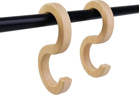 Crapyt 2 قطعة خطافات خزانة شديدة التحمل S خطافات أدوات خطافات خشبية لتعليق الحقائب والمناشف والملابس والنباتات ولون الخشب 5.87 بوصة × 3.15 بوصة in Kuwait