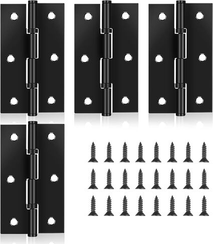 4Pack Black Hinges for Doors, Folding Bifold Butt Stainless Steel Hinges 3 Inch Door Hinges for Door, Furnitures, Wooden Boxes, Windows, Cupboard, Dressers, with 24Pcs Mounting Screws in Saudi Arabia