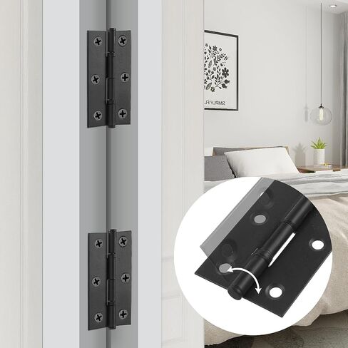 4Pack Black Hinges for Doors, Folding Bifold Butt Stainless Steel Hinges 3 Inch Door Hinges for Door, Furnitures, Wooden Boxes, Windows, Cupboard, Dressers, with 24Pcs Mounting Screws in Saudi Arabia