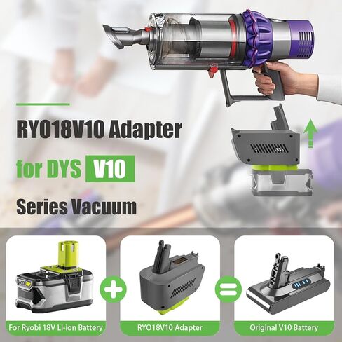 محول V10 لـ Ryobi إلى Dyson V10، محول بطارية لبطارية Ryobi 18V Li-ion تحويل للعمل من أجل DYS-on V10 Animal Fluffy SV12 المكنسة الكهربائية (ليس لـ V10 Slim) in Kuwait