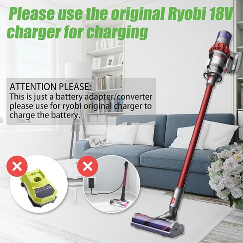 محول V10 لـ Ryobi إلى Dyson V10، محول بطارية لبطارية Ryobi 18V Li-ion تحويل للعمل من أجل DYS-on V10 Animal Fluffy SV12 المكنسة الكهربائية (ليس لـ V10 Slim) in Kuwait