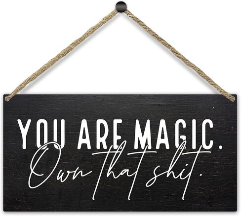 Sahjzk Rustic Hanging Wood Sign for Living Room, You are Magic, Home Wall Hanging Plaque with Rope, Door Decor Kitchen Christmas Party Supplies, Inspirational Wooden Art Gift for Bedroom -49 in Saudi Arabia