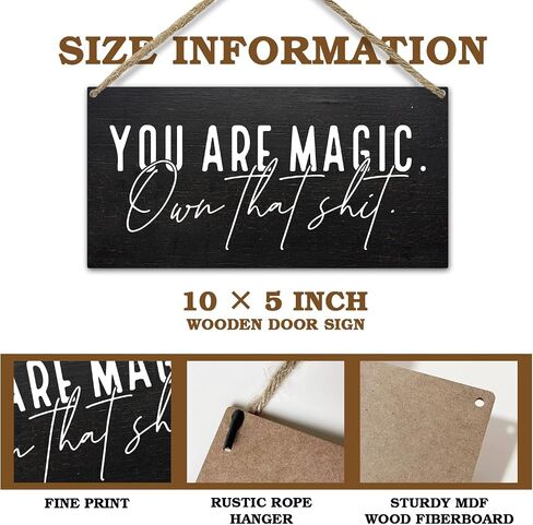 Sahjzk Rustic Hanging Wood Sign for Living Room, You are Magic, Home Wall Hanging Plaque with Rope, Door Decor Kitchen Christmas Party Supplies, Inspirational Wooden Art Gift for Bedroom -49 in Saudi Arabia