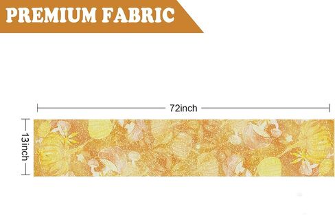 Fall Table Runner Yellow Pumpkin Mushroom Glitter Table Runners Autumn Farmhouse Kitchen Dining Table Decor Indoor Outdoor Party Supplies 13x72 Inch in Saudi Arabia