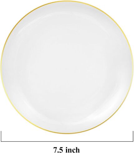 100PCS White and Gold Plastic Plates, 7.5inch Disposable Gold Dessert Salad Plates with Gold Rim, White Pastic Dinner Plates for Party Wedding Birthday Picnic in Saudi Arabia