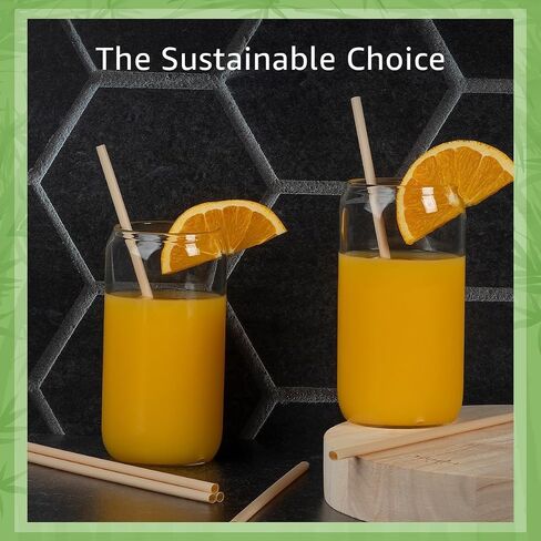 250 Pack Disposable Bamboo Powder Straws - 7.88" Compostable Single Wrapped Drinking Straws | Durable Disposable Straws for Hot & Cold Drinks | Biodegradable Straws for Commercial or Home Use in Kuwait