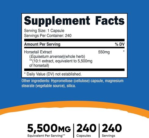 Nutricost Horsetail Extract Capsules (5,500 MG Equivalent Per Serving, 240 Servings) - Non GMO, Vegan in Saudi Arabia