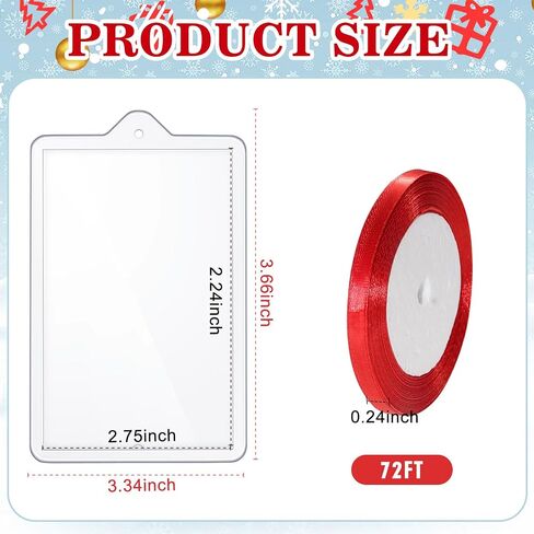 18 Pcs Christmas Clear Hanging Photo Frame Acrylic Picture Frames Ornament Mini Frames with Ribbon Xmas Picture Frame for Christmas Trees Decoration (18, Round) in Saudi Arabia