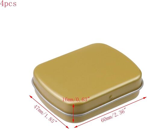 4pcs Mini Tin Can Metal Tin Box Containers 2.36"×1.85"×0.63" Rectangle Storage Box for Candy Jewelry Bead Pen Nib, with Hinged Lid (Dark Gold) in Saudi Arabia