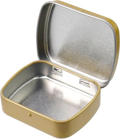 4pcs Mini Tin Can Metal Tin Box Containers 2.36"×1.85"×0.63" Rectangle Storage Box for Candy Jewelry Bead Pen Nib, with Hinged Lid (Dark Gold) in Saudi Arabia