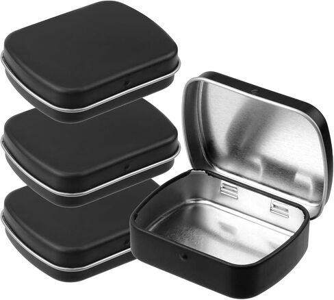 4pcs Mini Tin Can Metal Tin Box Containers 2.36"×1.85"×0.63" Rectangle Storage Box for Candy Jewelry Bead Pen Nib, with Hinged Lid (Dark Gold) in Saudi Arabia