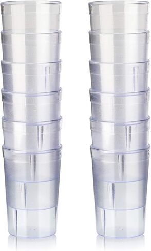 New Star Foodservice 46649 Tumbler Beverage Cup, Stackable Cups, Break-Resistant Commercial SAN Plastic, 8 oz, Clear, Set of 12 in Kuwait
