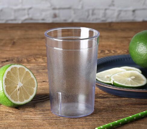 New Star Foodservice 46649 Tumbler Beverage Cup, Stackable Cups, Break-Resistant Commercial SAN Plastic, 8 oz, Clear, Set of 12 in Kuwait