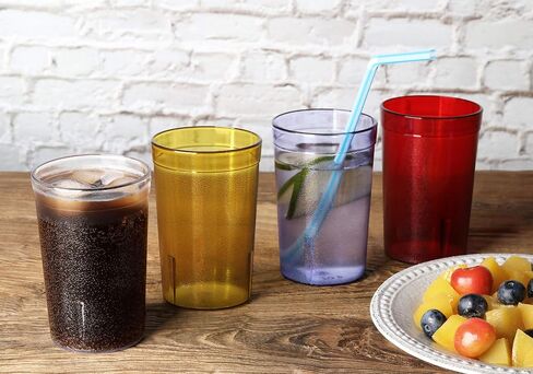 New Star Foodservice 46649 Tumbler Beverage Cup, Stackable Cups, Break-Resistant Commercial SAN Plastic, 8 oz, Clear, Set of 12 in Kuwait