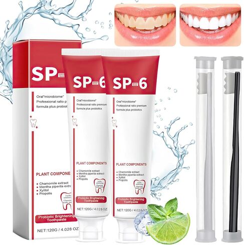 Sp-6 Ultra Whitening، Sp 6 معجون أسنان، معجون أسنان Ultra Whitening Sp - 6، معجون أسنان بروبيوتيك لتفتيح الأسنان، معجون أسنان للعناية بالتنظيف العميق، معجون أسنان Sp-6 نفس منعش (قطعتان) in Kuwait