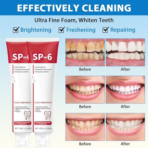 Sp-6 Ultra Whitening، Sp 6 معجون أسنان، معجون أسنان Ultra Whitening Sp - 6، معجون أسنان بروبيوتيك لتفتيح الأسنان، معجون أسنان للعناية بالتنظيف العميق، معجون أسنان Sp-6 نفس منعش (قطعتان) in Kuwait