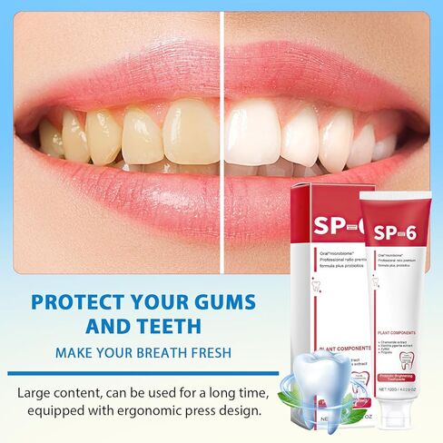 Sp-6 Ultra Whitening، Sp 6 معجون أسنان، معجون أسنان Ultra Whitening Sp - 6، معجون أسنان بروبيوتيك لتفتيح الأسنان، معجون أسنان للعناية بالتنظيف العميق، معجون أسنان Sp-6 نفس منعش (قطعتان) in Kuwait