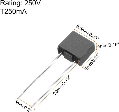 uxcell 30 قطعة DIP شنت مصغرة مربعة بطيئة ضربة مايكرو فيوز للأجزاء الإلكترونية PCB LCD إصلاح، T2A 2A 250V، أسود in Saudi Arabia