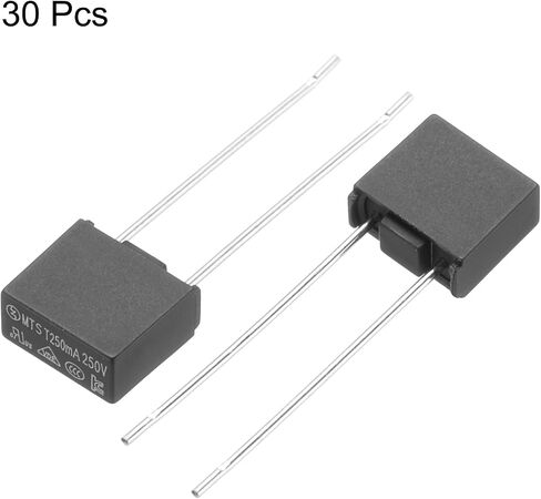 uxcell 30 قطعة DIP شنت مصغرة مربعة بطيئة ضربة مايكرو فيوز للأجزاء الإلكترونية PCB LCD إصلاح، T2A 2A 250V، أسود in Saudi Arabia