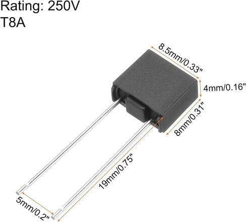 uxcell 30 قطعة DIP شنت مصغرة مربعة بطيئة ضربة مايكرو فيوز للأجزاء الإلكترونية PCB LCD إصلاح، T2A 2A 250V، أسود in Saudi Arabia