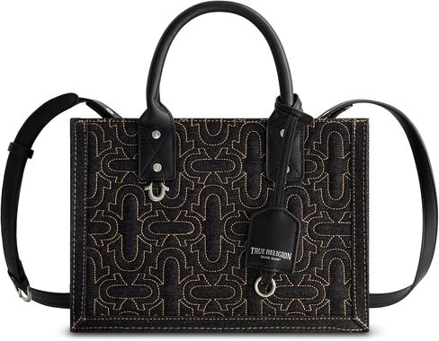 True Religion Women's Tote Bag, Quilted Horseshoe Travel Shoulder Handbag with Adjustable Crossbody Strap in Saudi Arabia