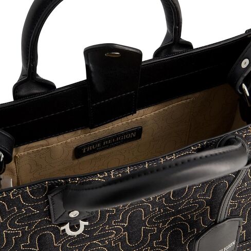 True Religion Women's Tote Bag, Quilted Horseshoe Travel Shoulder Handbag with Adjustable Crossbody Strap in Saudi Arabia