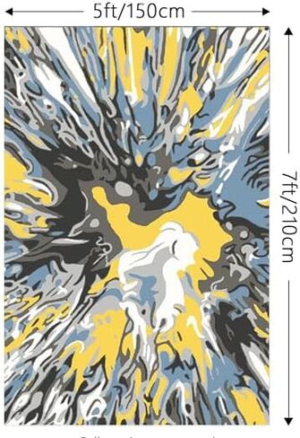 سجادة FINOREN ناعمة ومقاومة للبقع، سجادة منطقة منخفضة الزغب مقاس 5 × 7 أقدام لغرفة النوم، وغرفة المعيشة، والشقة. ظهر غير قابل للانزلاق قابل للغسل. أصفر-أبيض. in Kuwait