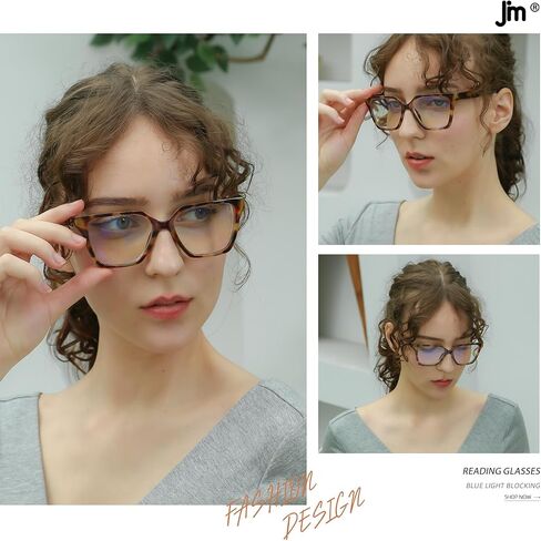 JM 3 Pack Trendy Square Blue Light Blocking Reading Glasses for Women Men, Anti UV Computer Readers Spring Hinge in Saudi Arabia