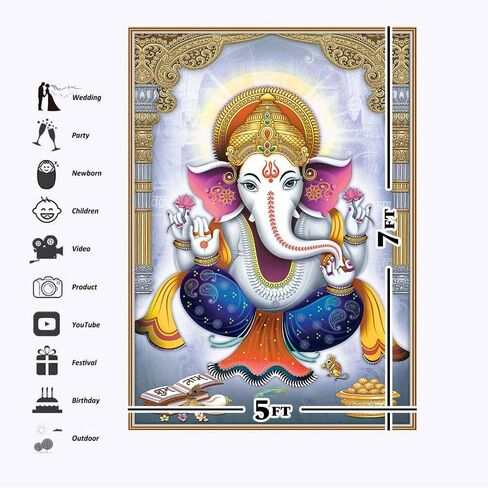 Smiler Lord Ganesha Poster Hindu Ganesha Tapestry Backdrop 5x7 Vinyl Ganesha Elephant Wall Art Room Home Wall Decor Ganesha Elephant Background in Saudi Arabia