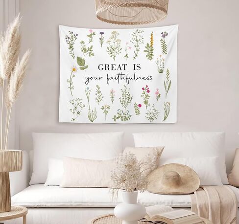 OXW Bible Verses Wall Decor Christian Tapestry Wall Hanging, Scripture Wall Art Decor, Great is Your Faithfulness, Christian Wall Blanket Decor for Prayer Room Church Bedroom Living Room, 50x60 Inch in Saudi Arabia