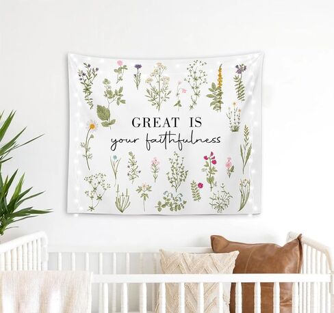 OXW Bible Verses Wall Decor Christian Tapestry Wall Hanging, Scripture Wall Art Decor, Great is Your Faithfulness, Christian Wall Blanket Decor for Prayer Room Church Bedroom Living Room, 50x60 Inch in Saudi Arabia