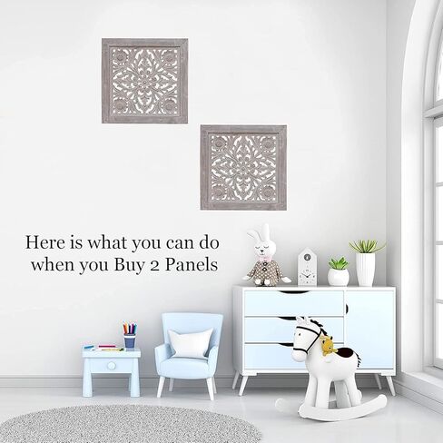 DharmaObjects Handcrafted Lotus Wood Wall Panel Decor Hanging Art 16" X 16" (Black) in Kuwait