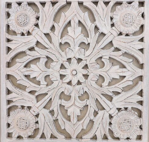 DharmaObjects Handcrafted Lotus Wood Wall Panel Decor Hanging Art 16" X 16" (Black) in Kuwait