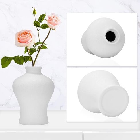 Handmade Ceramic Vase Small Vase -Flower Vase Minimalism Style for Modern White Vases for Decor, Modern Home Decor, Decor Vases for Centerpieces, Vases for Flowers, White Ceramic Vase… (Whiet) in Kuwait