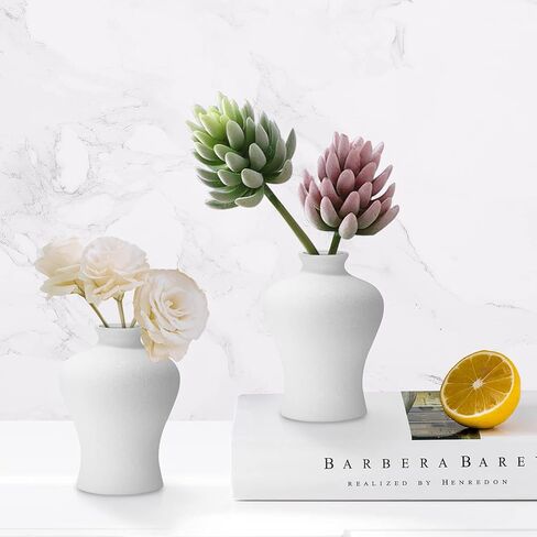 Handmade Ceramic Vase Small Vase -Flower Vase Minimalism Style for Modern White Vases for Decor, Modern Home Decor, Decor Vases for Centerpieces, Vases for Flowers, White Ceramic Vase… (Whiet) in Kuwait