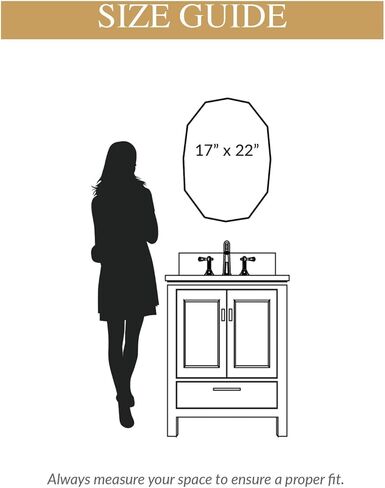 Mirrorize، مرآة سداسية ذهبية مؤطرة مقاس 22x17، مرآة حائط بإطار معدني حديث معلق بشكل هندسي لغرفة نوم مدخل الحمام (IMP8449) in Kuwait