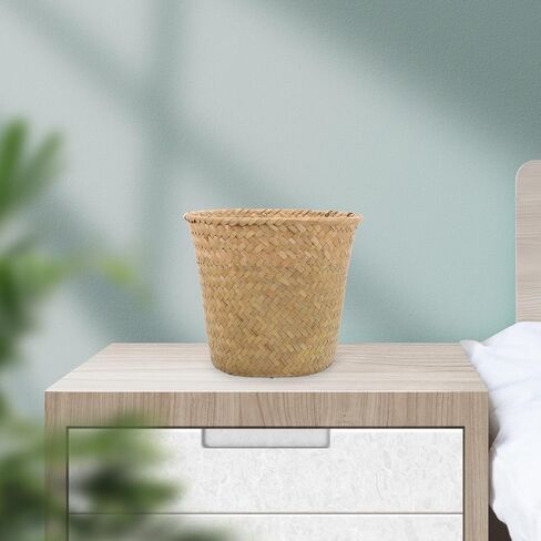 ABOOFAN سلة النفايات المنسوجة سلة المهملات بوهو إعادة تدوير حاوية القمامة بن سلة الغسيل سلة تخزين وعاء الزهور النباتية للحمام المطبخ مكتب in Saudi Arabia