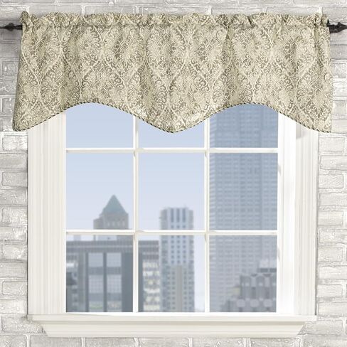 Stylemaster Home Products Twill and Birch Lola Lined Scalloped Valance with Cording, 52 by 17-Inch, Stone in Saudi Arabia