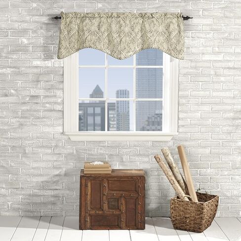 Stylemaster Home Products Twill and Birch Lola Lined Scalloped Valance with Cording, 52 by 17-Inch, Stone in Saudi Arabia