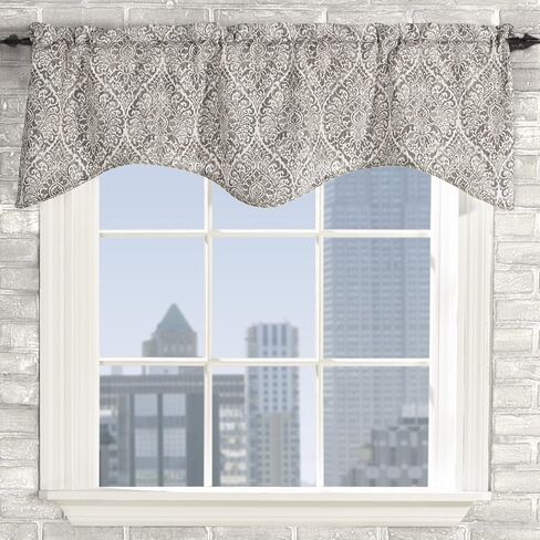 Stylemaster Home Products Twill and Birch Lola Lined Scalloped Valance with Cording, 52 by 17-Inch, Stone in Saudi Arabia